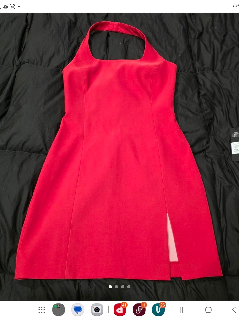 Cache Bright Red Halter Mini Dress with Side Slit
